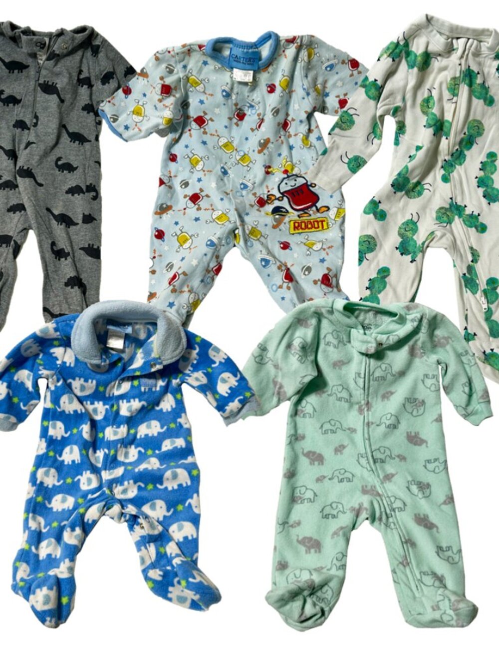 0-3 month Sleepers Footed Pajamas 5 pieces! Excellent Condition